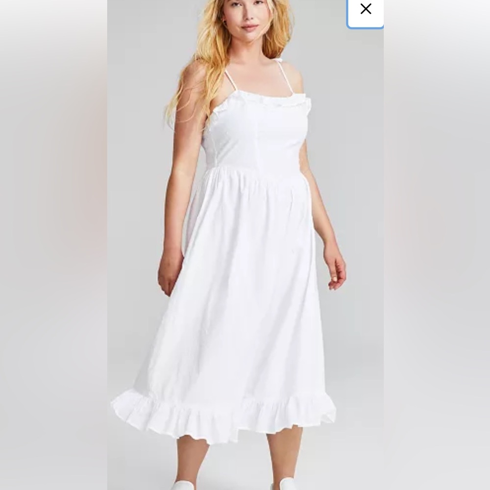 And Now This white spaghetti strap midi dress. Size medium NWT